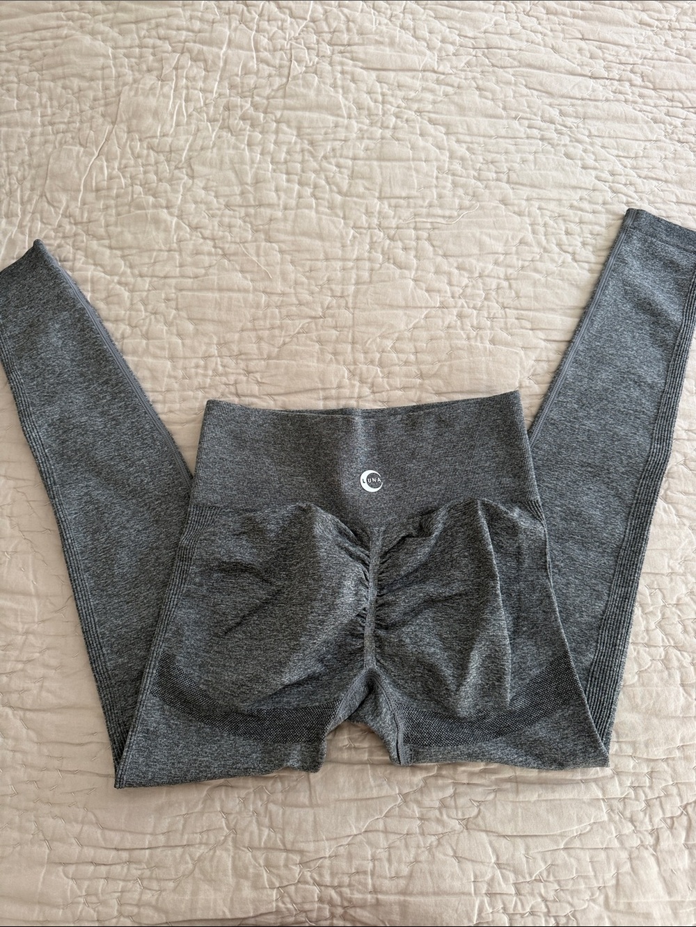 High-Waist Seamless Leggings with Contour Ruched Back compression bum lift Gray